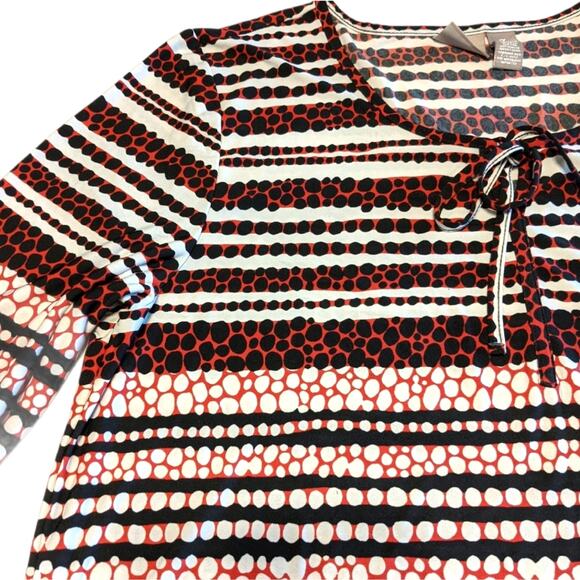 CHICO'S 3 Red Black Dot Career 3/4 Top XL 16 - Picture 3 of 12